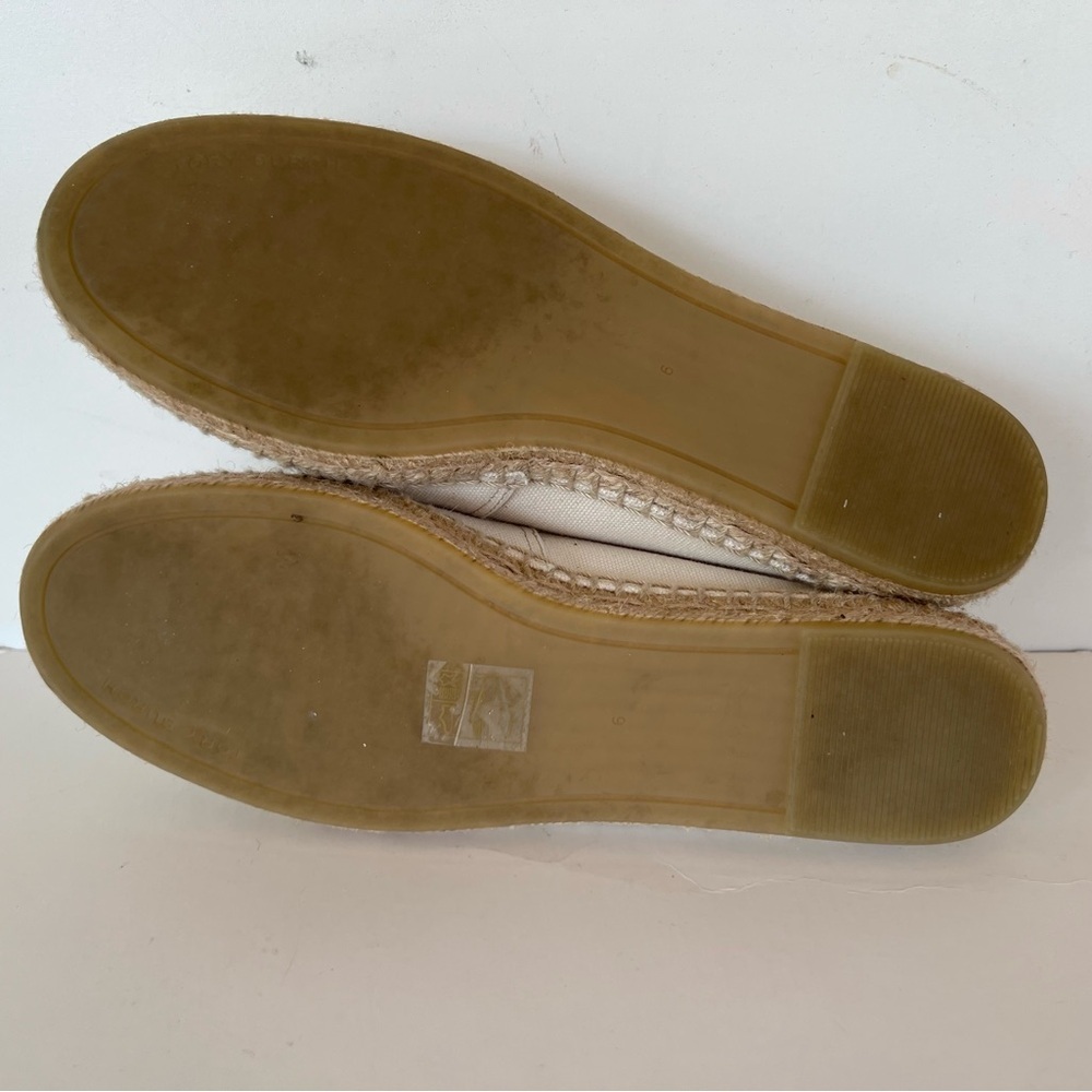 Tory Burch Everly Cotton Canvas Espadrille in Cream Off White Brie/Amber, size 6 - Picture 12 of 12